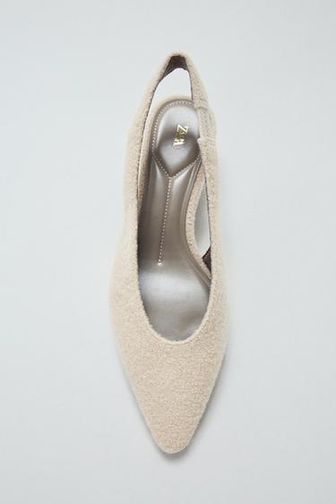 SHEARLING EFFECT SLINGBACK SHOES - Ecru White by Zara