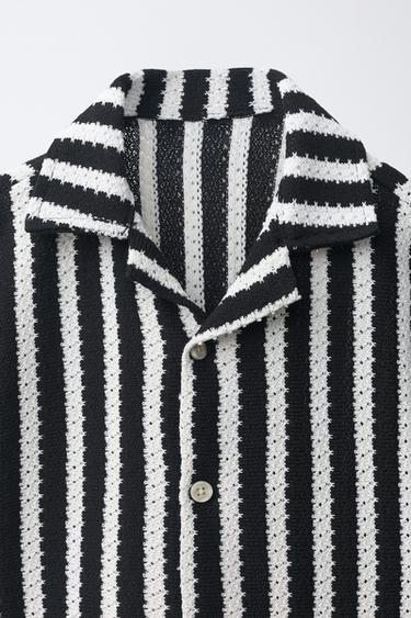 STRIPED KNIT SHIRT - Black by Zara