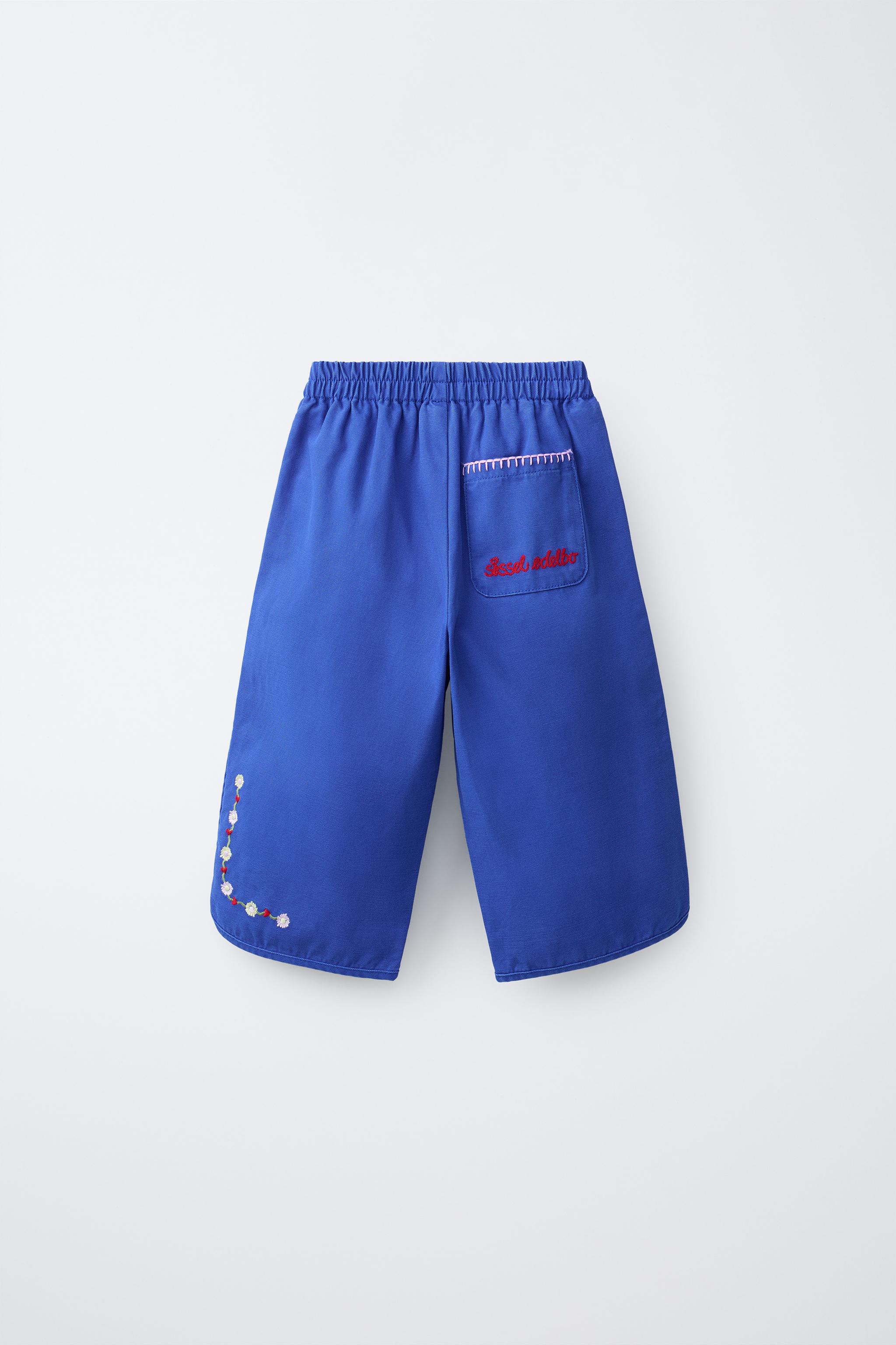EMBROIDERED BAGGY PANTS SISSEL EDELBO X ZARA KIDS - Bluish | ZARA