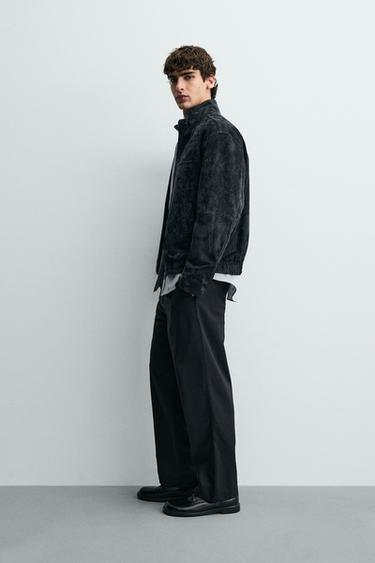 SUEDE LEATHER JACKET - Navy blue by Zara - Image 3
