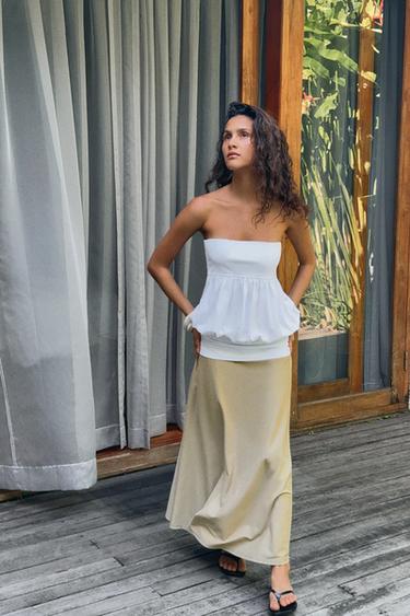 Zara COMBINATION MIDI DRESS - White