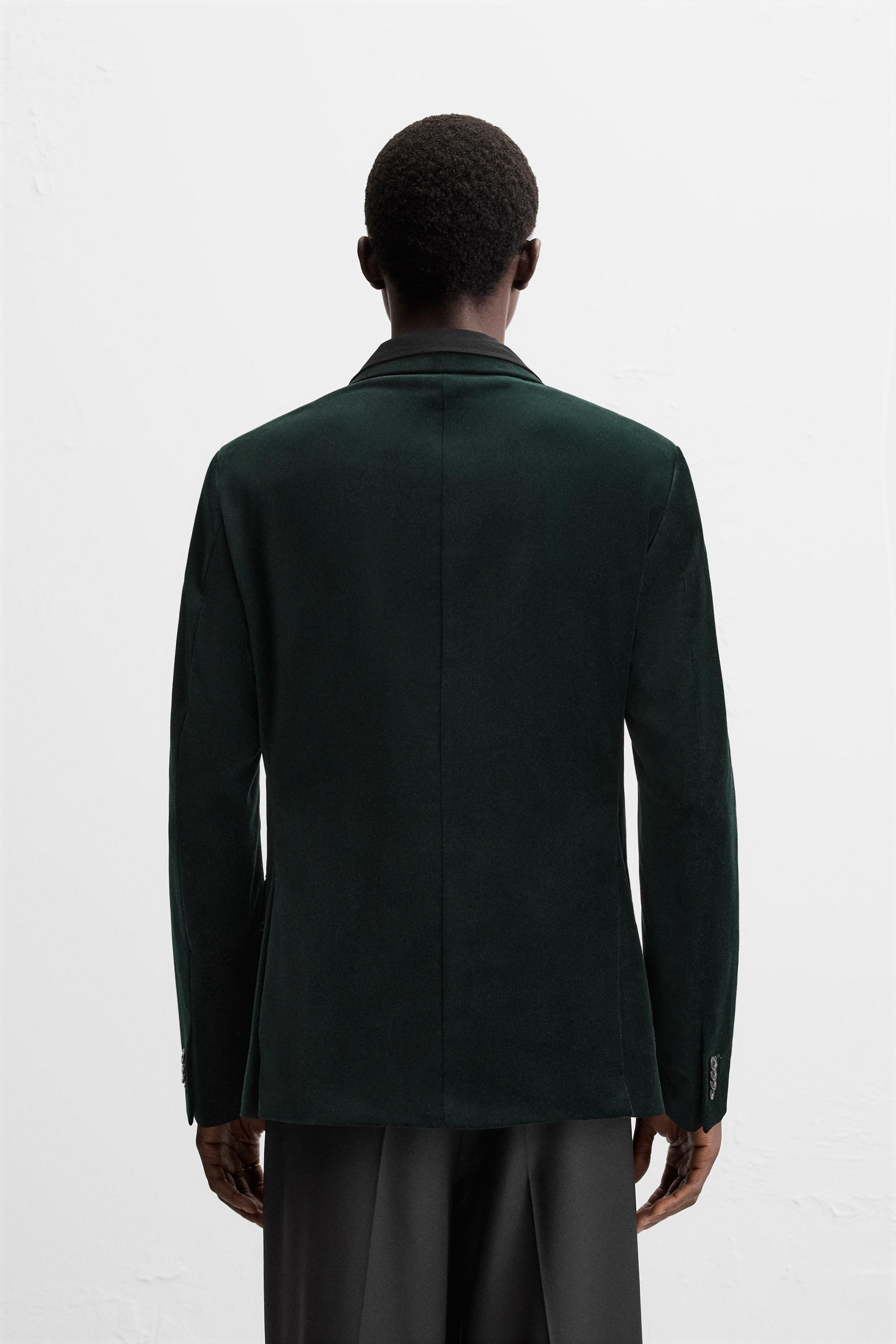 VELVET DOUBLE BREASTED BLAZER - Dark green | ZARA United States