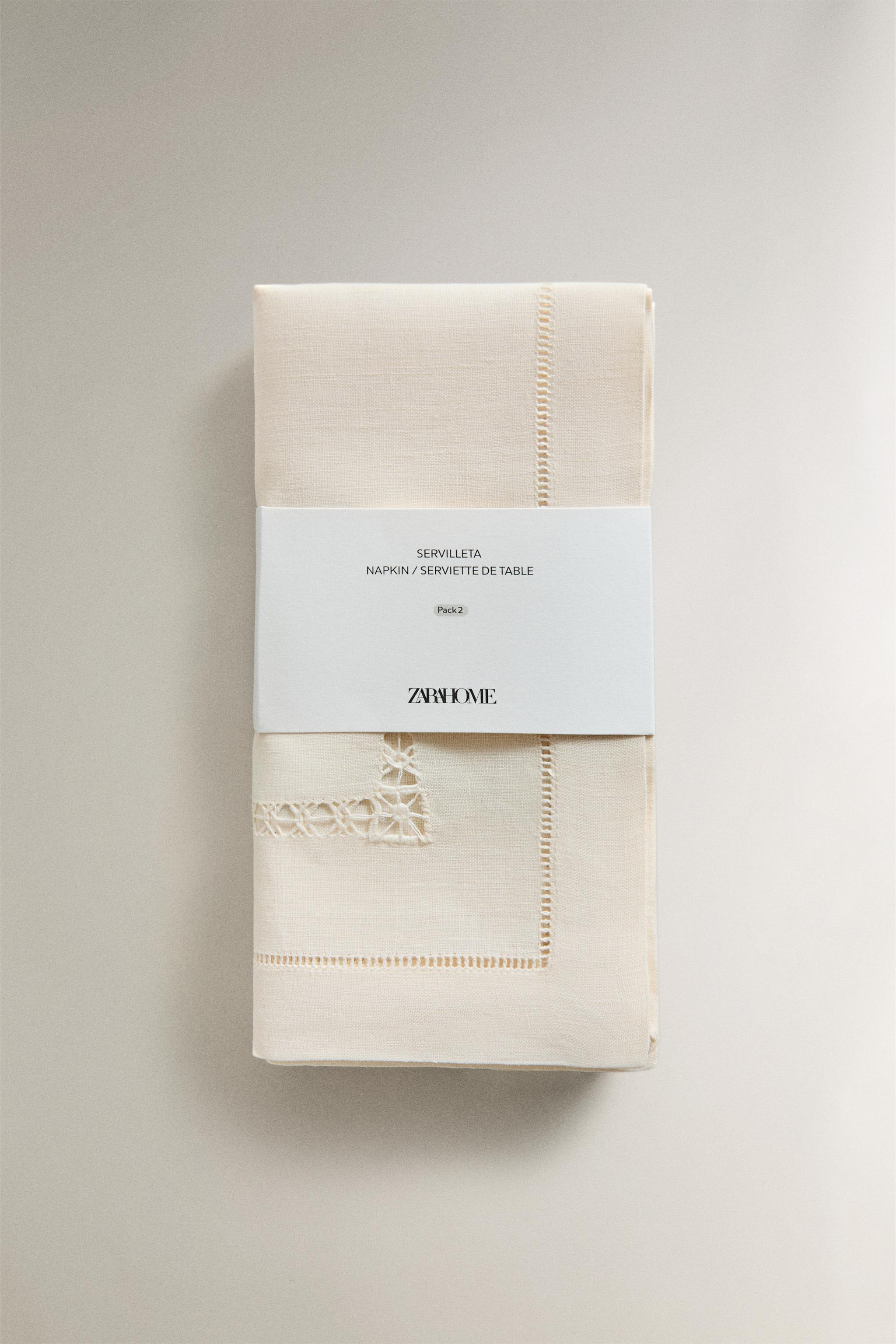 LOT DE SERVIETTES DE TABLE EN LIN AVEC JOUR ÉCHELLE (LOT DE 2)