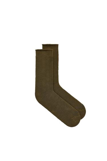 COTTON BLEND TERRY SOCKS - Mid-green by Zara