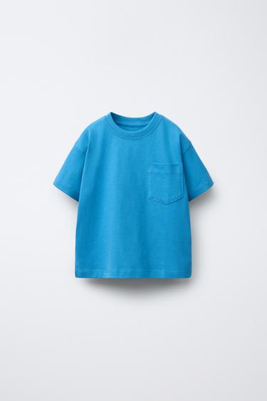 CAMISETA LISA BOLSILLO - Azul de Zara
