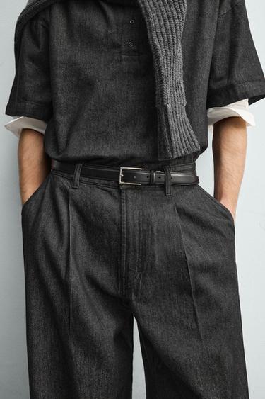 JEANS LEVES COM PREGAS - Preto da Zara