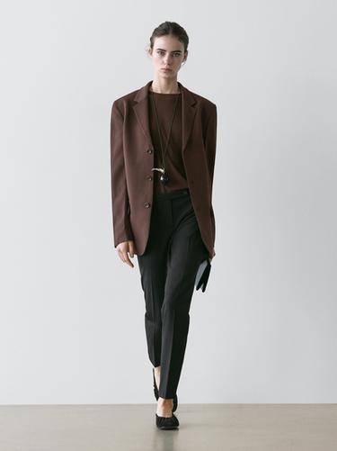 Zara Crepe blazer - Chocolate