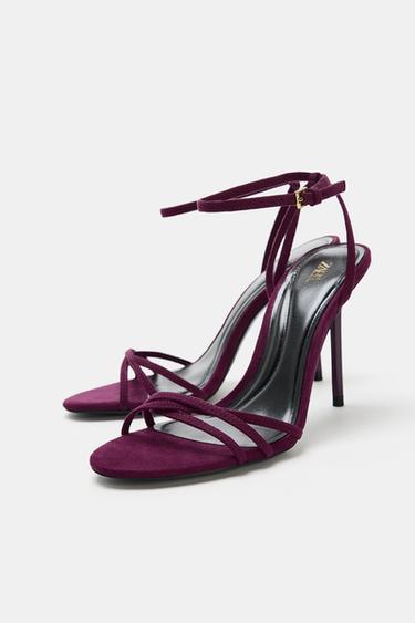 HIGH-HEEL SANDALS WITH CROSSOVER STRAPS - Purple by Zara