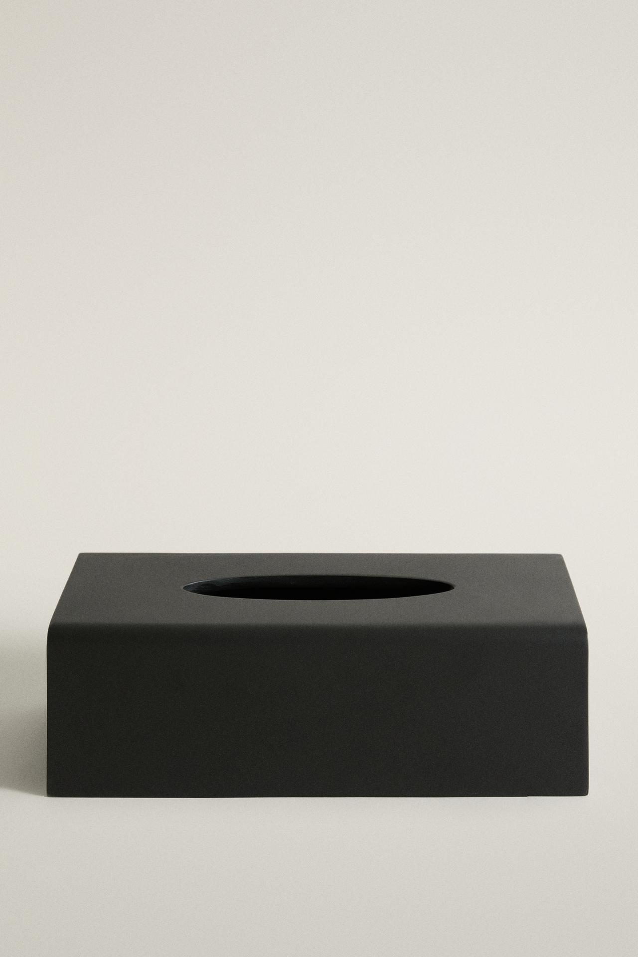 BLACK RESIN TISSUE BOX — Black