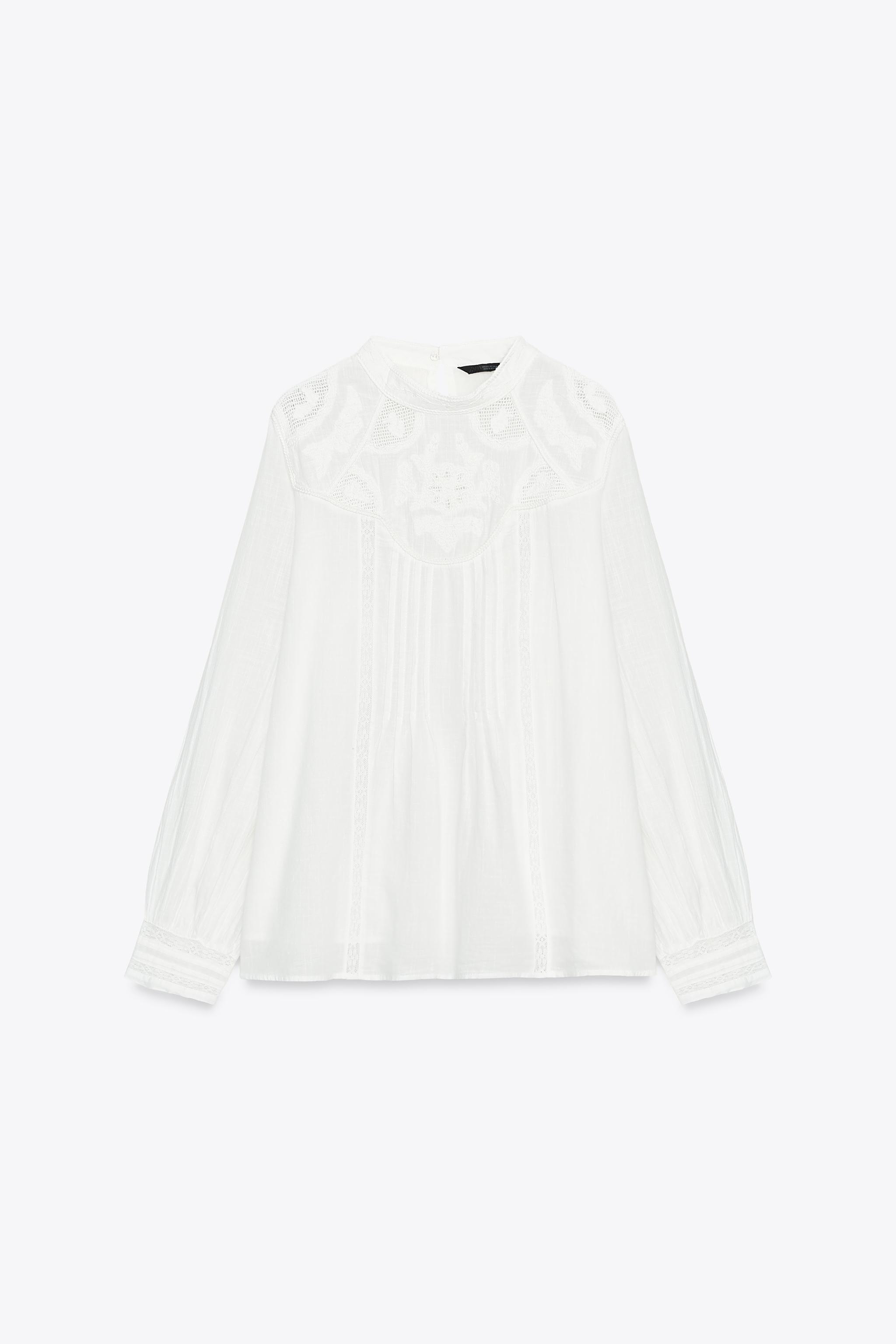 フラワー刺繍ブラウス - ホワイト | ZARA Japan / 日本