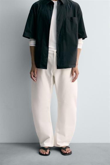 RELAXED BARREL FIT LIMITED EDITION JEANS - Oyster-white by Zara