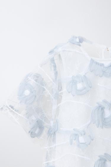 ROBE EN TULLE BRODÉE - Bleu / Blanc de Zara - Image 2