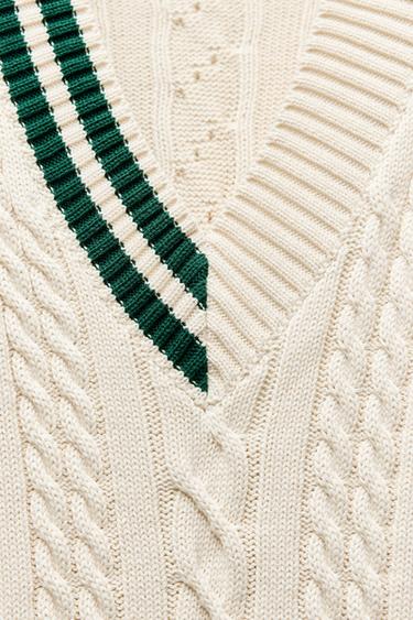 CABLE-KNIT SWEATER - Ecru by Zara