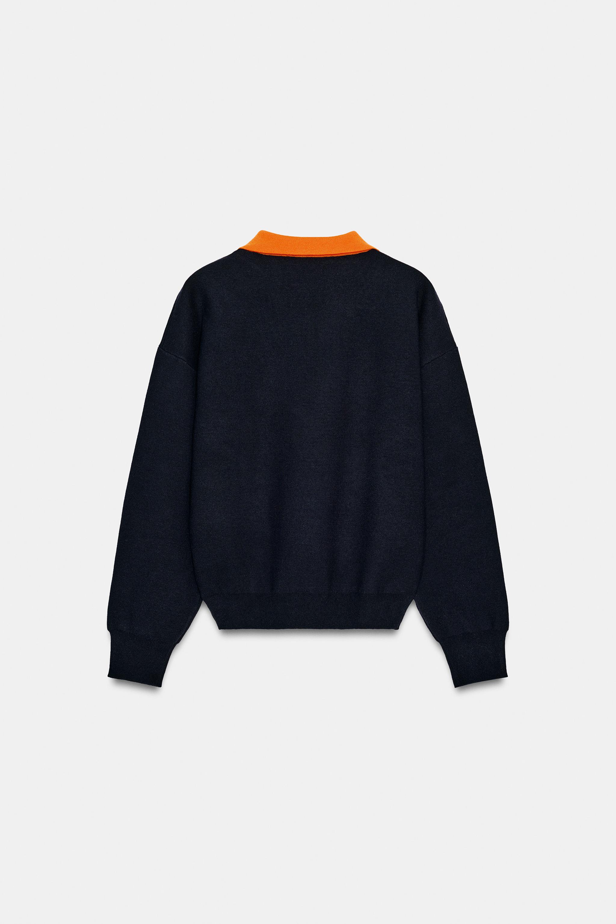 CONTRAST COLLAR KNIT POLO SHIRT