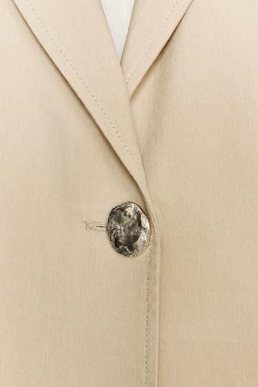 BLAZER AVEC LIN UN BOUTON - Marron clair de Zara - Image 8