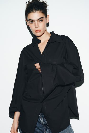 OVERSIZE POPLIN SHIRT - Black by Zara