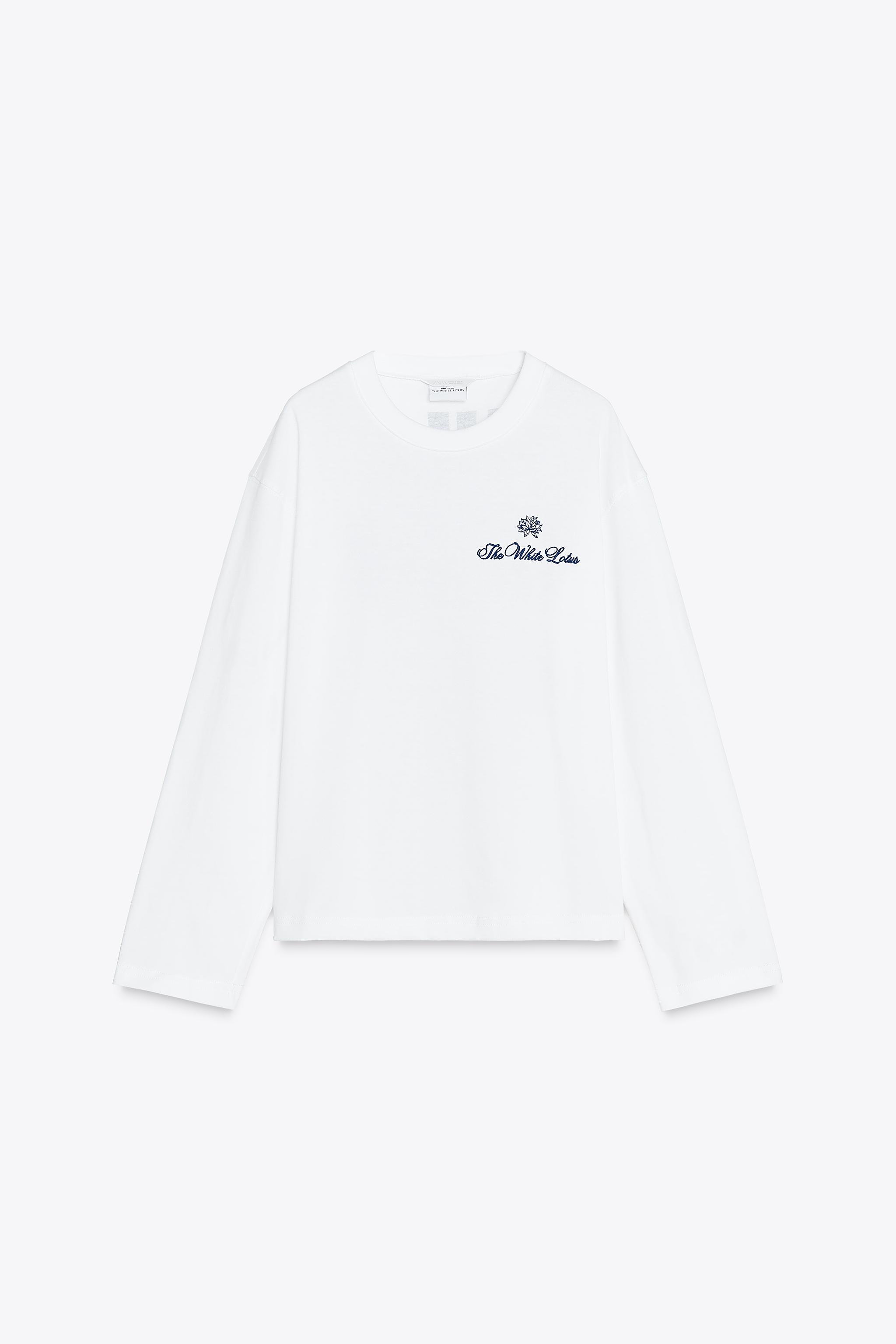 スペイン発送 ZARA ホワイトロータスTシャツ ホワイト 今季新作 ホワイトロータスTシャツ - ホワイト | ZARA Japan / 日本