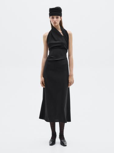 Zara Long halter dress with back detail - LIMITED - Black