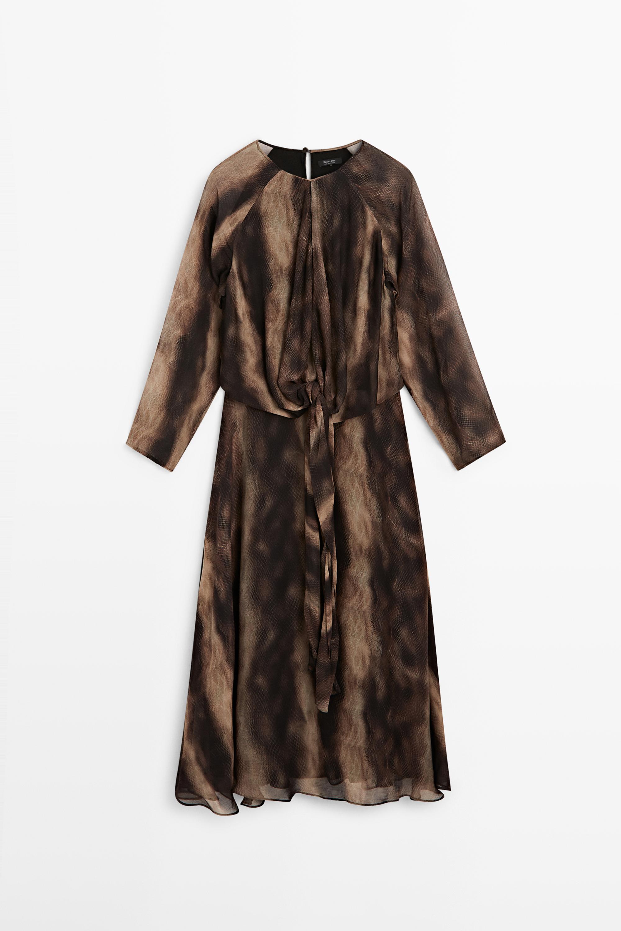 Flowing animal print dress — Earth