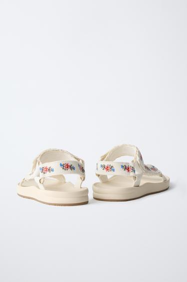 EMBROIDERED TECHNICAL SANDALS - Ecru White by Zara - Image 4