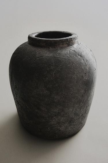 JARRÓN CERÁMICA TEXTURA DESGASTADA - Negro de Zara
