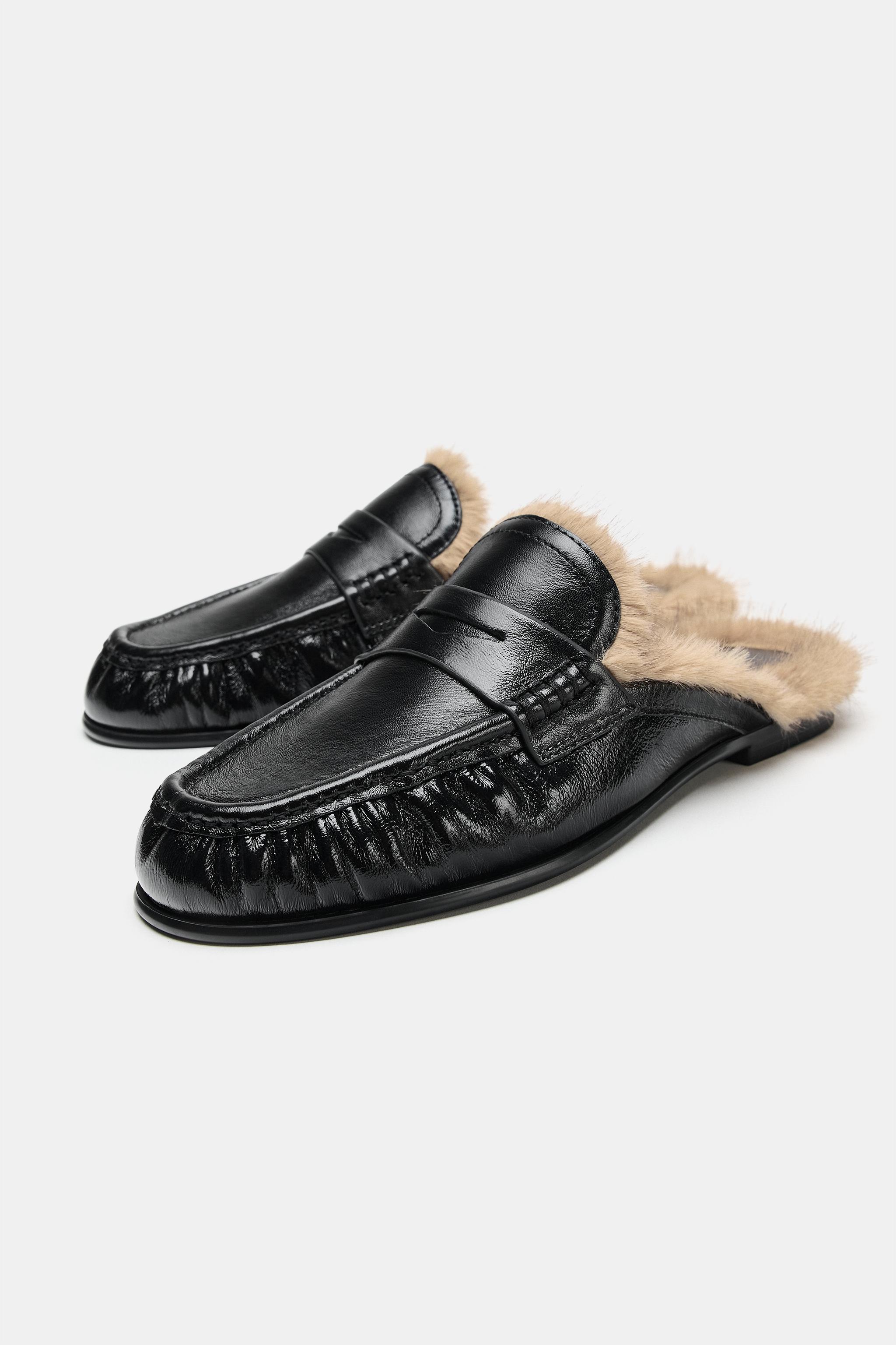 LEATHER SLINGBACK LOAFERS