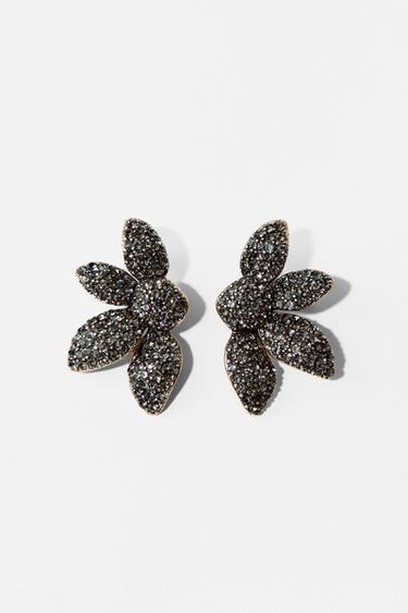 Zara JEWEL FAN FLOWER EARRINGS - Anthracite grey