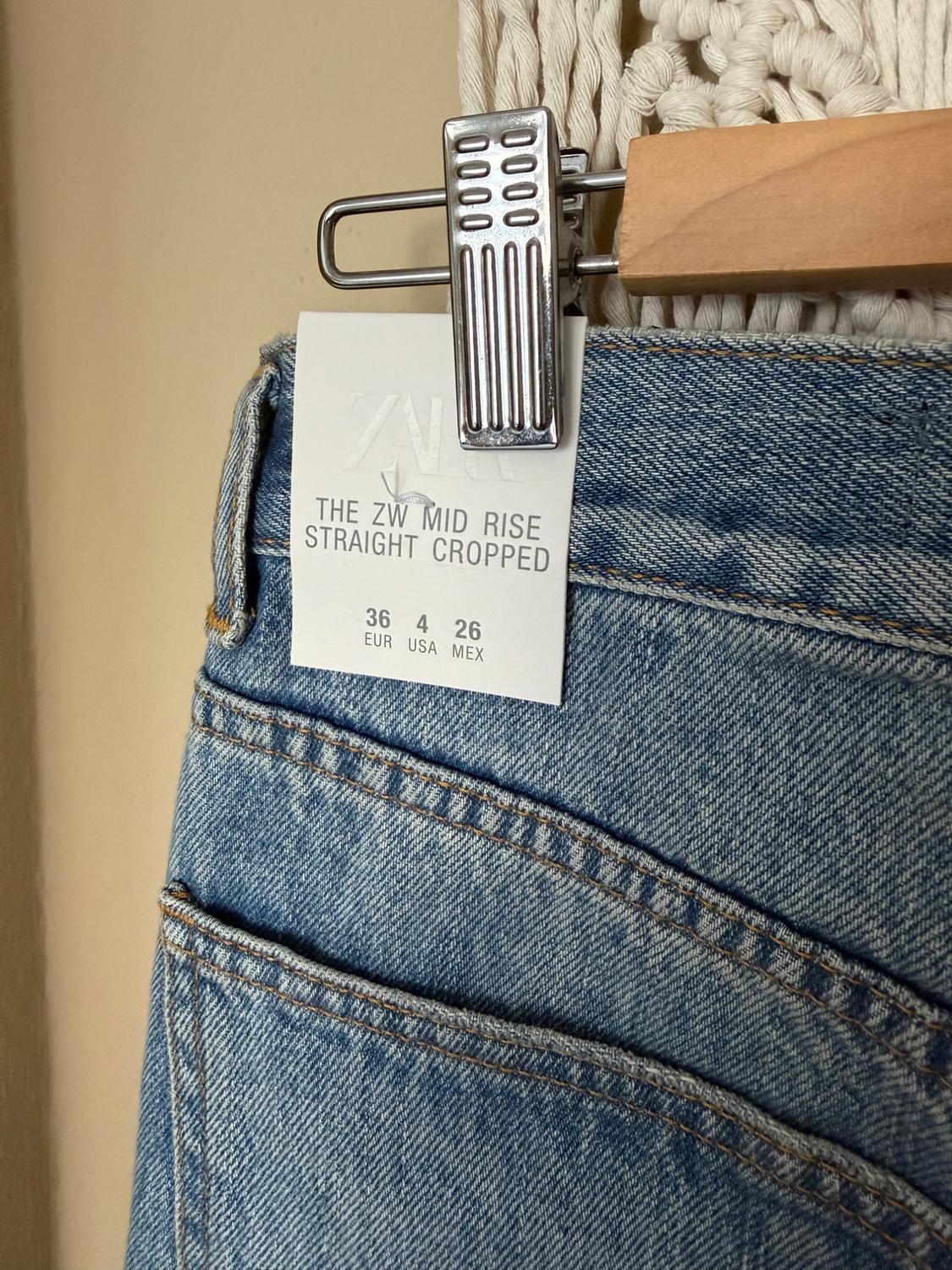 ZW COLLECTION STRAIGHT HIGH-WAIST CROPPED JEANS - Image 3