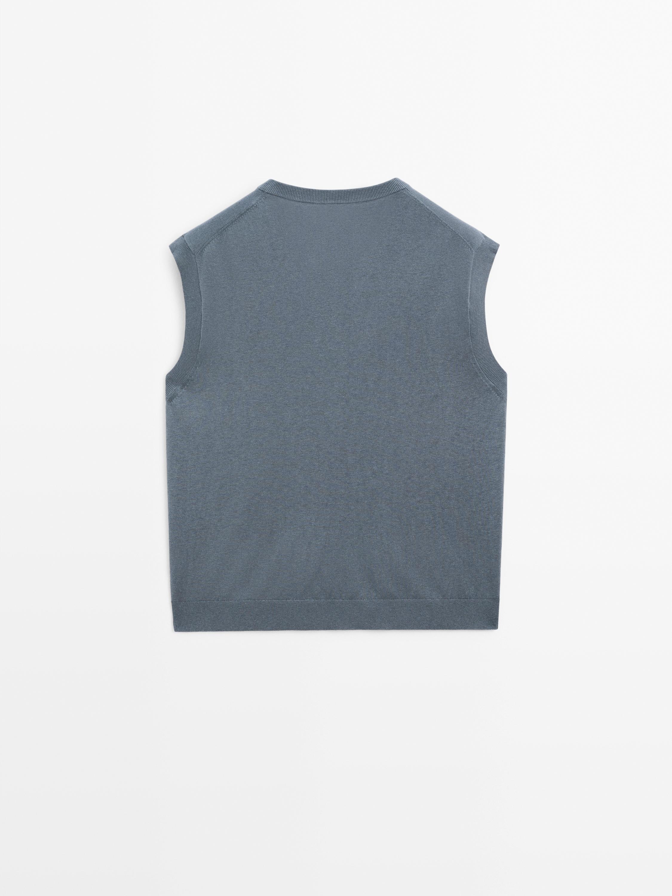 Veste sans manches en maille de coton mélangé