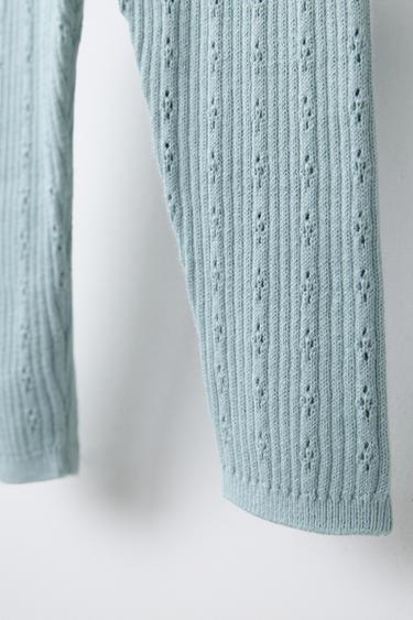 POINTELLE KNIT LEGGINGS - Light turquoise by Zara - Image 3