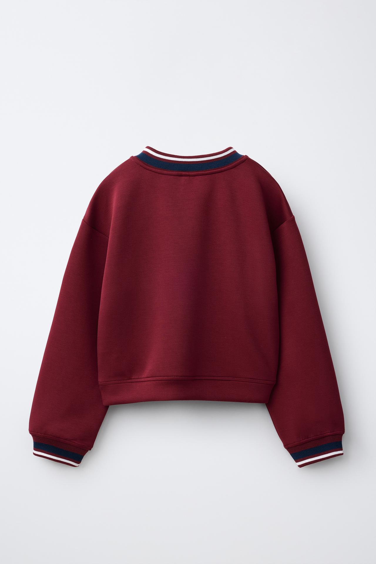 SPORTY V-NECK SWEATSHIRT — Dark burgundy