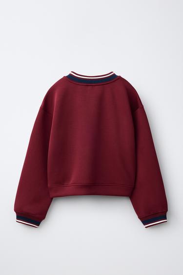 SPORTY V-NECK SWEATSHIRT — Dark burgundy 2
