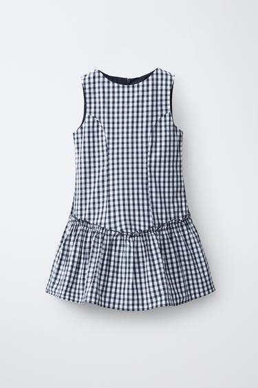 CHECK PRINT DRESS - White / Navy by Zara