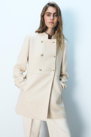 BUTTONED DOUBLE-BREASTED COAT - Sand by Zara
