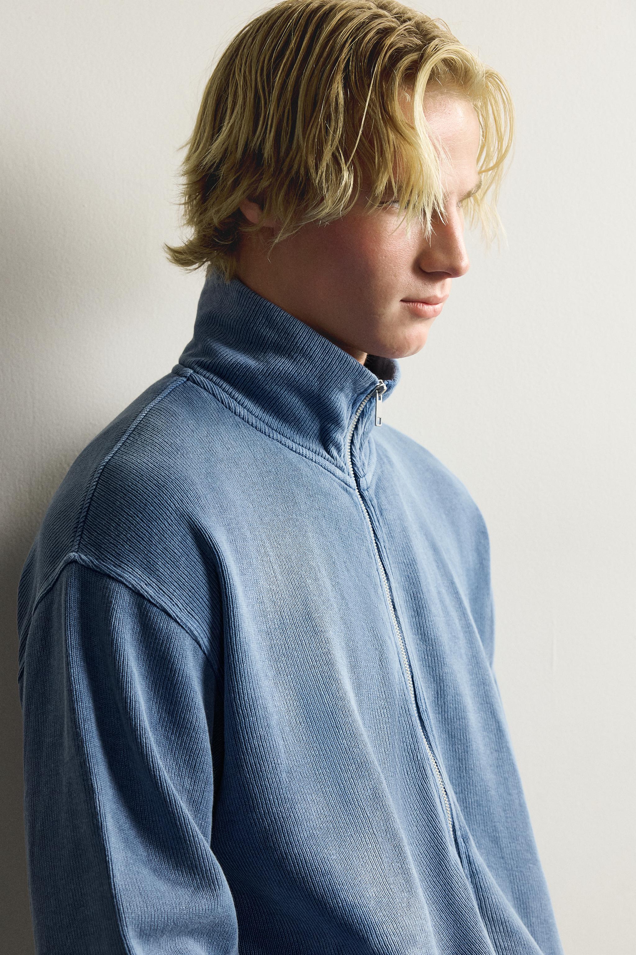 WASHED RIBBED ZIP-UP JACKET
