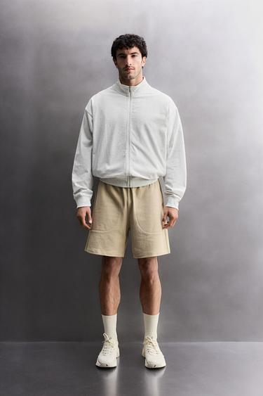 RELAXED FIT QUARTER-ZIP SWEATSHIRT - Grey marl by Zara