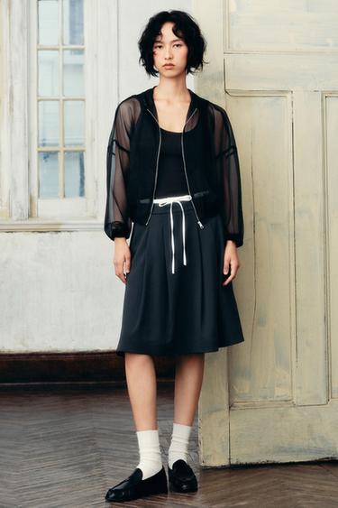 Zara 半透明連帽外套 - 黑色