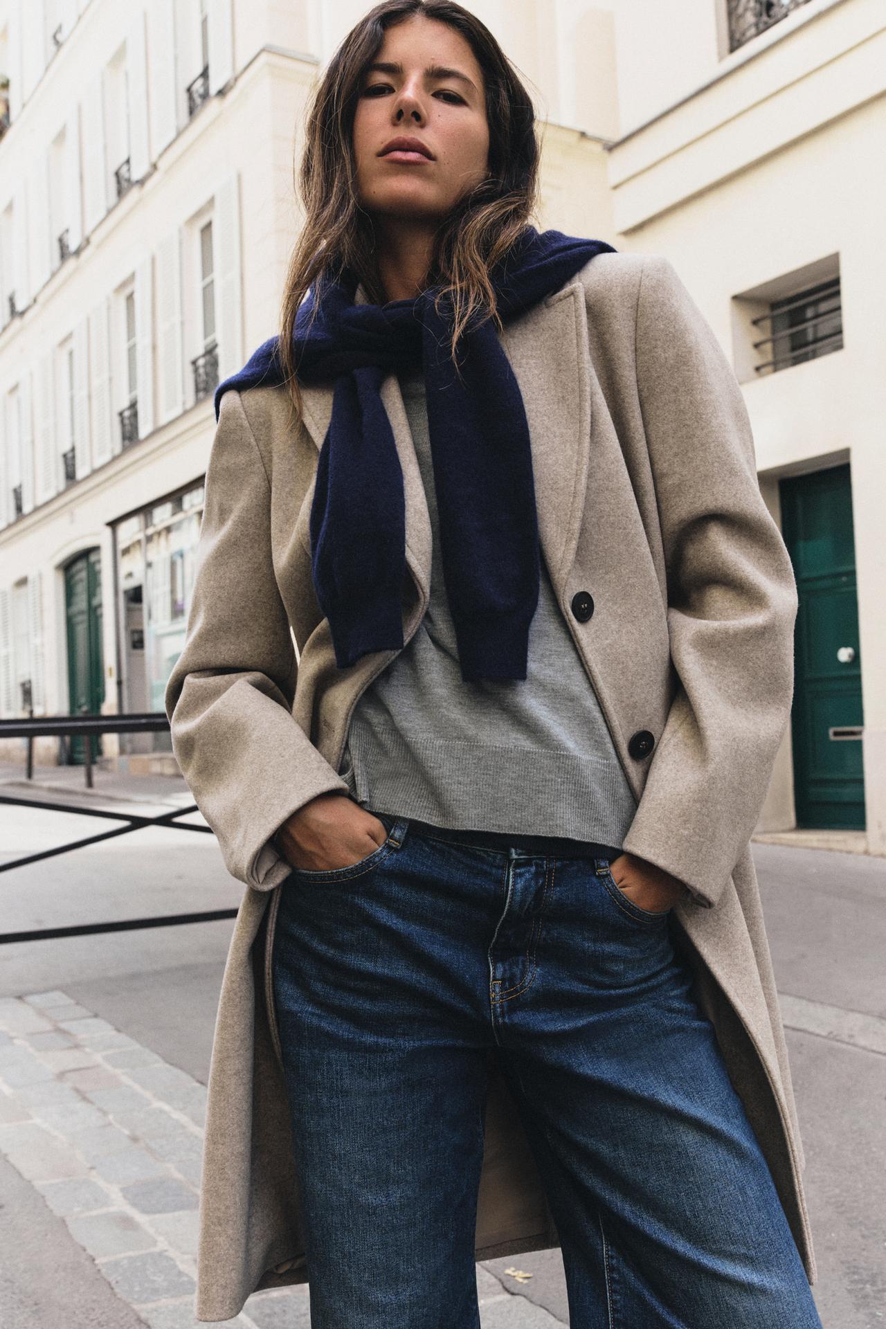 SOFT SHOULDER PAD COAT — Beige