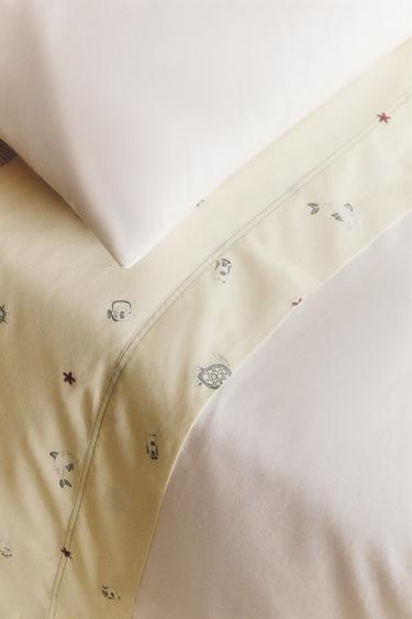 CHILDREN’S SEA PRINT FLAT SHEET - Light lime green by Zara - Image 5