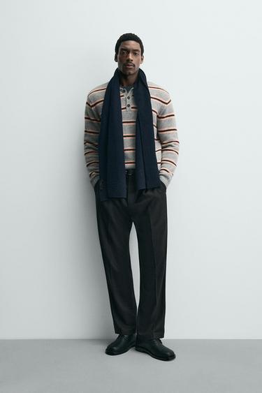 STRIPED JACQUARD KNIT POLO SHIRT - striped by Zara - Image 0