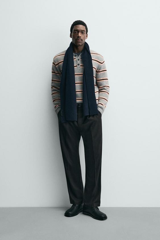 JACQUARD STRIPED KNIT POLO SHIRT