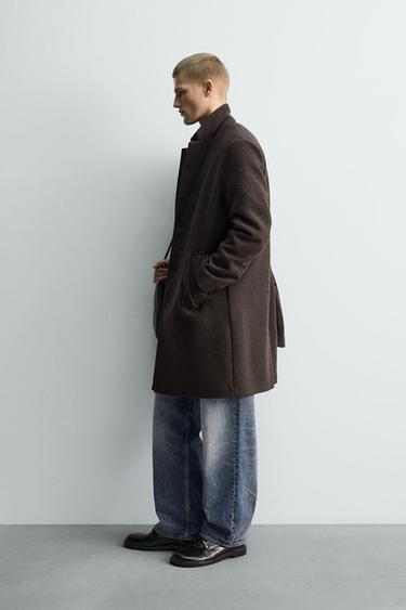 MANTEAU REGULAR FIT AVEC LAINE - Marron de Zara - Image 3