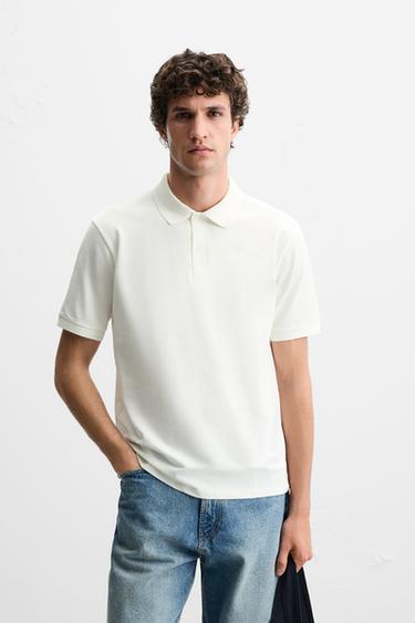 BASIC PIQUÉ TEXTURE POLO SHIRT - Ecru by Zara