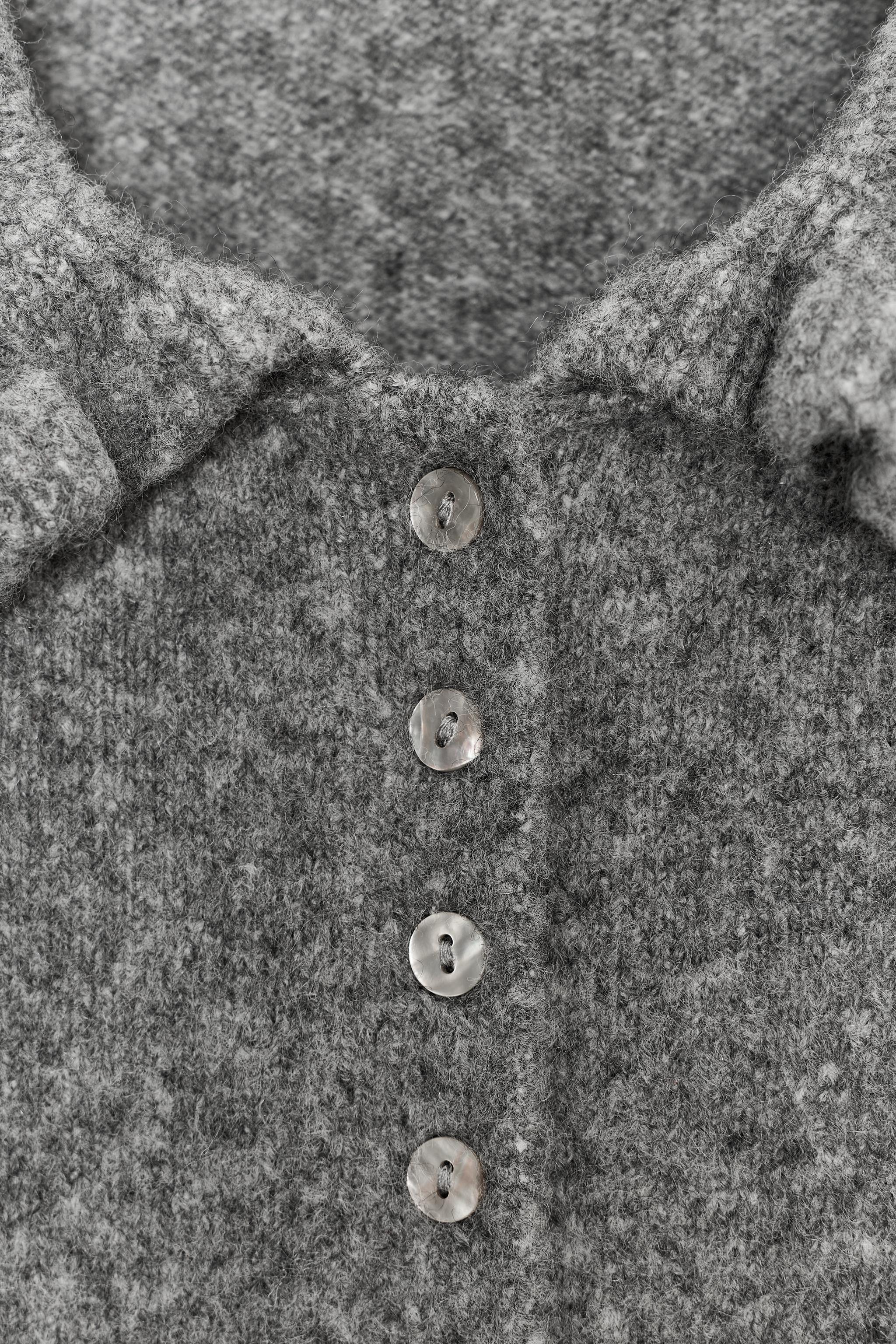 フリルトリム ニットカーディガン - グレー | ZARA Japan / 日本