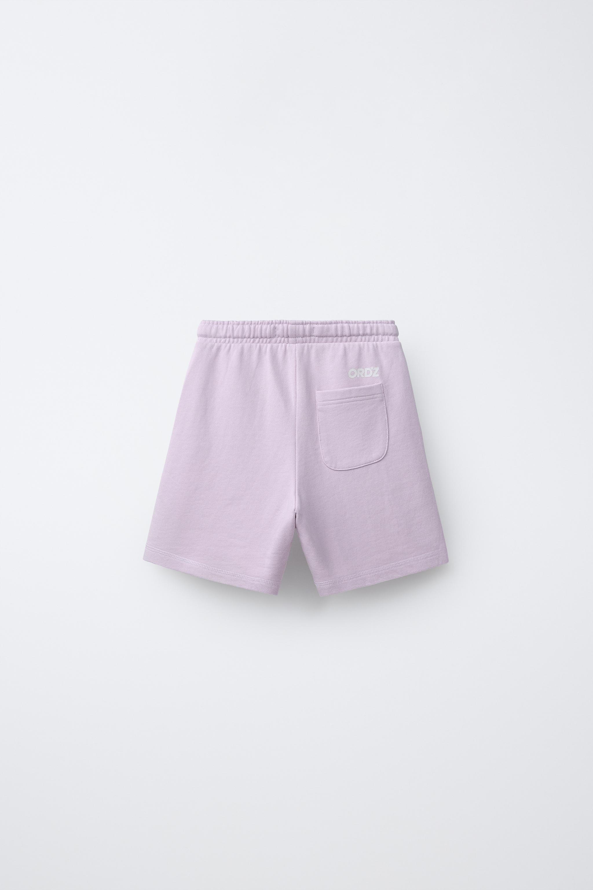 GARMENT DYED LOGO PLUSH SHORTS - Light lilac | ZARA Canada