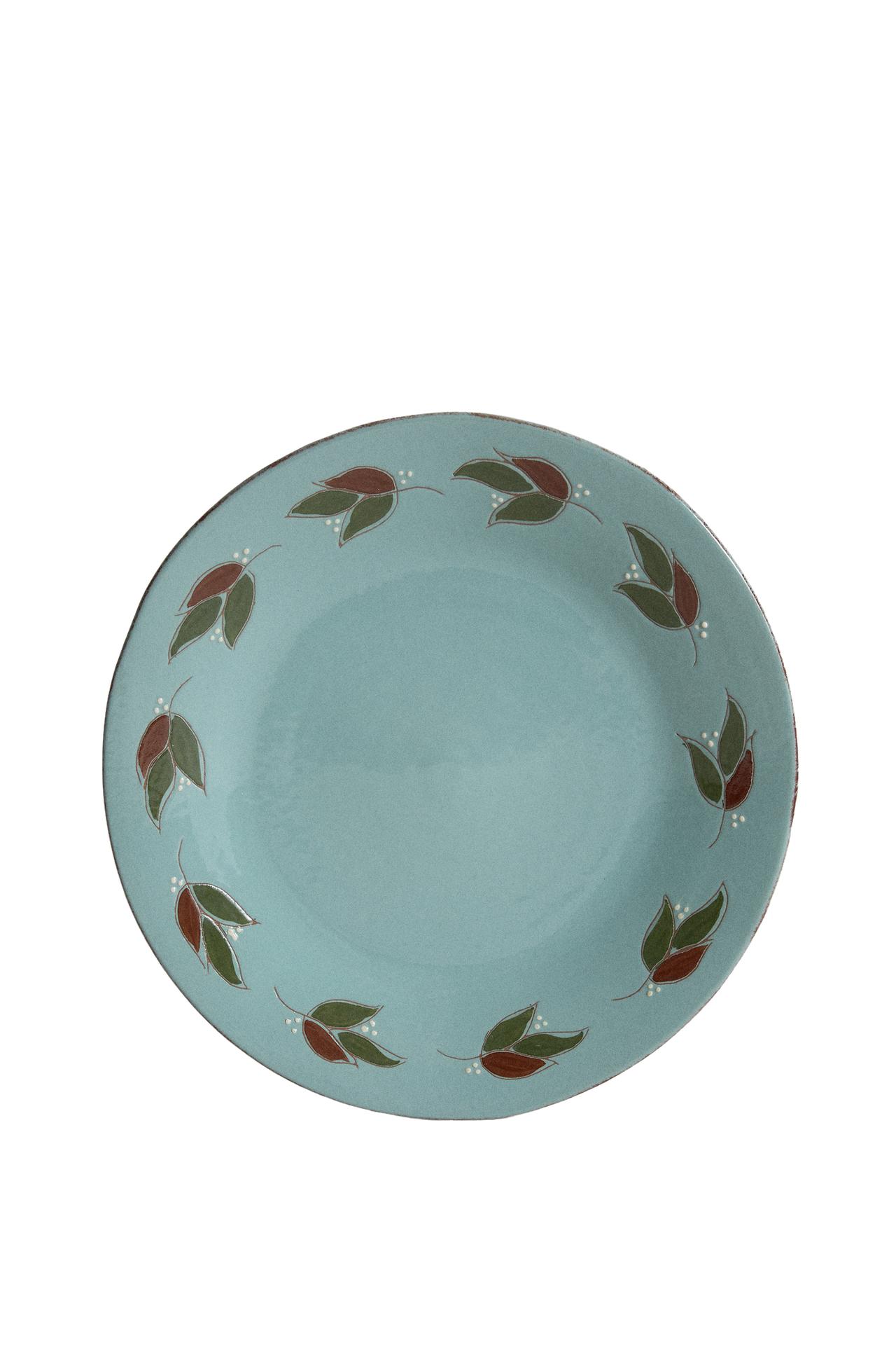 ROUND LEAF EARTHENWARE SERVING DISH