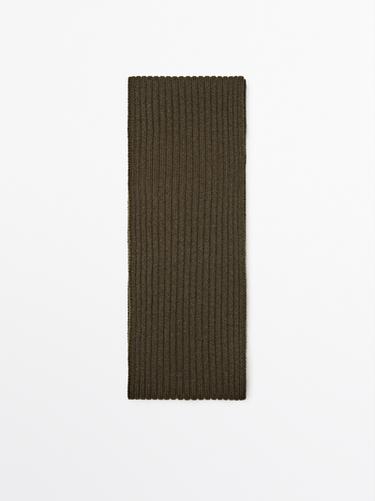 Zara Fine ribbed fabric scarf - Green