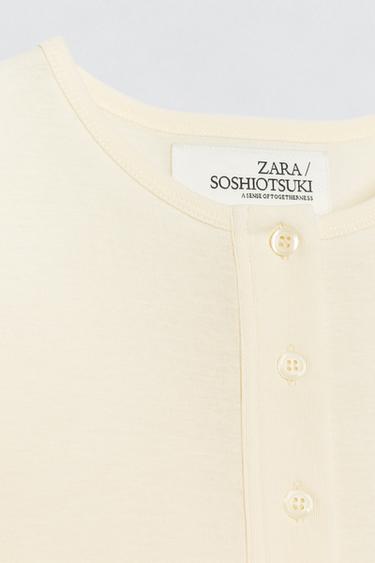 SOSHIOTSUKI X ZARA HENLEY COLLAR T-SHIRT - Ecru by Zara - Image 6