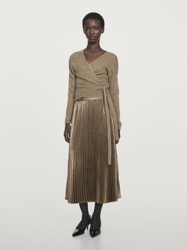 Zara Alpaca blend crossover knit cardigan with tie - Black gold