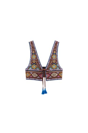 EMBROIDERED CROPPED VEST